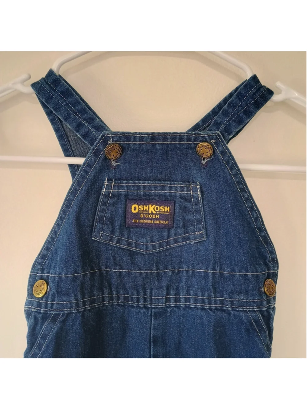 Vintage Oshkosh Blue Jean Denim Footed Bib Overalls Baby 6/9 Mos
